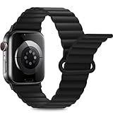 Anlinser アップルウォッチバンド コンパチブル Apple Watch バンド49mm 46mm 45mm 44mm 42mm 41mm 40mm 38mm、ループ付き両面リバーシブルマグネットストラップ iWatch Ultra 2 シリーズ10/9/8/7/6-1/SE 用（42/41/40/38、黒）
