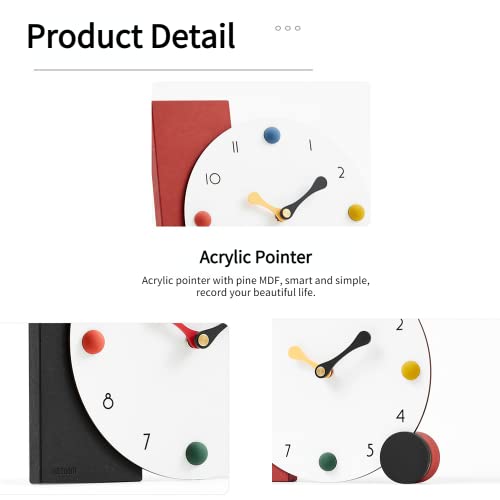 Decorative Desk Clock - Chic Real Wood Table Clock, Bettery Operated, Non-Tick Shelf Desk Table Mantel Clock For Home, Office, Living Room, Bed Room (Black) #TOP2