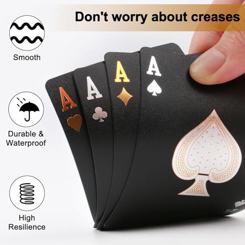 Naipes impermeables de plástico negro para póker miniatura 2