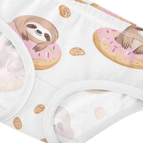 Wusikd Cute Sloths Floating Donut Girls' Underwear Cotton Girls Briefs Soft Toddler Underwear 2T4
