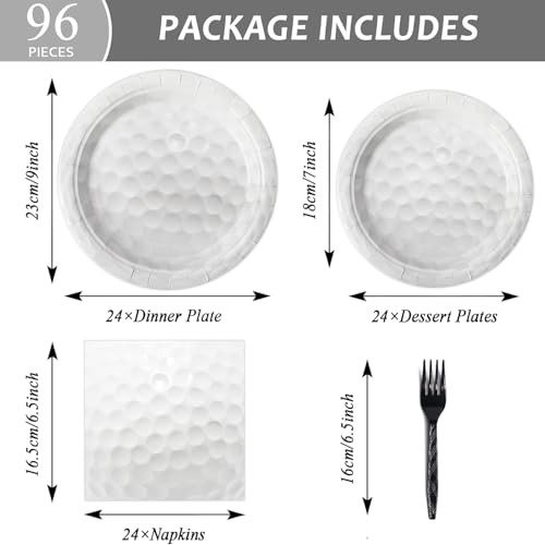 Image of 96 Pcs Golf Party Supplies Bundle Paper Plates Napkins Disposable Golf Ball Sports Party Birthday Decorations Favors For Kids Serves 24