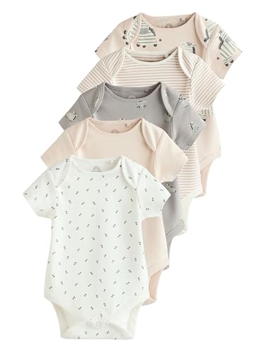 NEXT Bébé Body à manches courtes 100% coton pour bébé, lot de 5 Grey Zebra 2 Ans-3 Ans