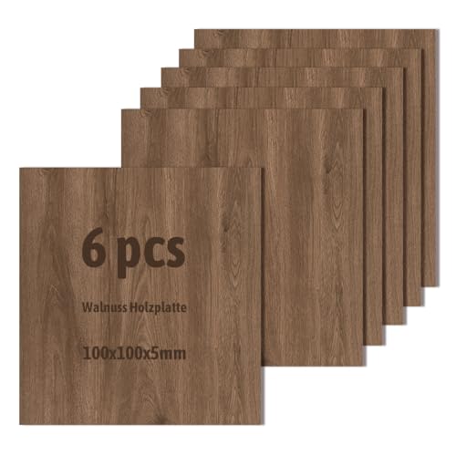 6 pezzi di pannello in legno di noce, pannello non compensato, legno grezzo per modellismo, taglio laser, incisione laser, pirograffia (100x100x5mm)