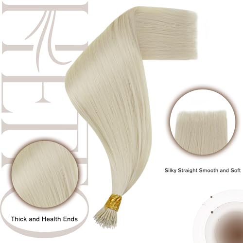 Hetto Nano Hair Extensions Real Human Hair Blonde 20 Inch, Invisible Nano Rings Hair Extension - Image 4