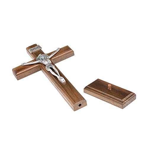 Intercession Wall And Table Wood Cross Crucifix (10 Inches - Antique Silver) #TOP3