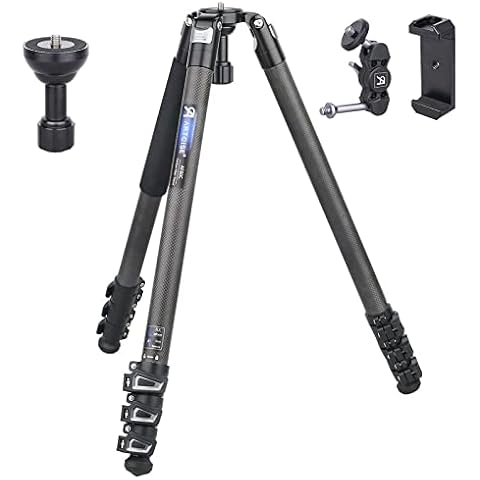 63.1“ Carbon Fiber Bowl Tripod, ARTCISE AF80C Professional Portable Travel Tripod, Fast Flip Lock, 65mm Bowl Adapter, Magic Arm & Universal Phone Mount, Max Load 44lbs/20kg for DSLR Camera Camcorder Cover