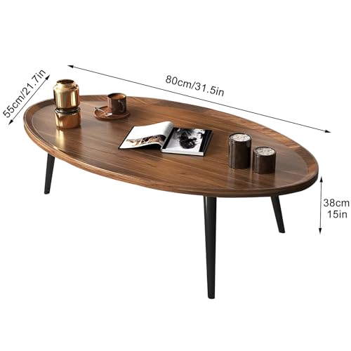 Table d'appoint de canapé et table centrale ovale en noyer pour salon et bureau - 4