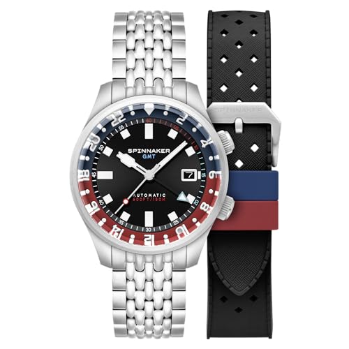 Spinnaker Bradner GMT SP-5121 - Orologio automatico da uomo, 42 mm, con cinturino in acciaio inox massiccio, Notte parigina, Bradner Gmt Automatico
