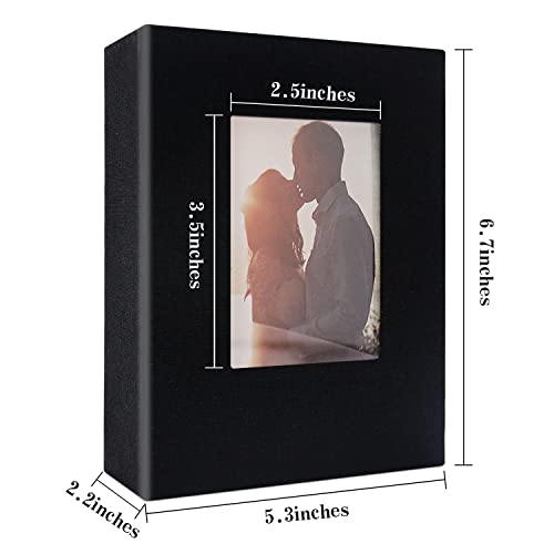 Vienrose Small Photo Album 4x6 100 Photos Linen Cover Picture Book with Front Window for Baby Wedding Children