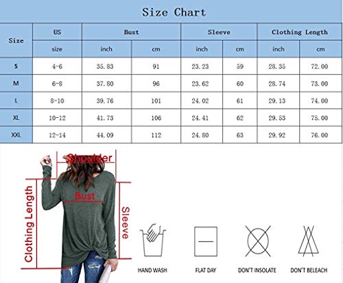 Yidarton Women's Comfy Casual Long Sleeve Side Twist Knotted Tops Blouse Tunic T Shirts(ap,s) Apricot
