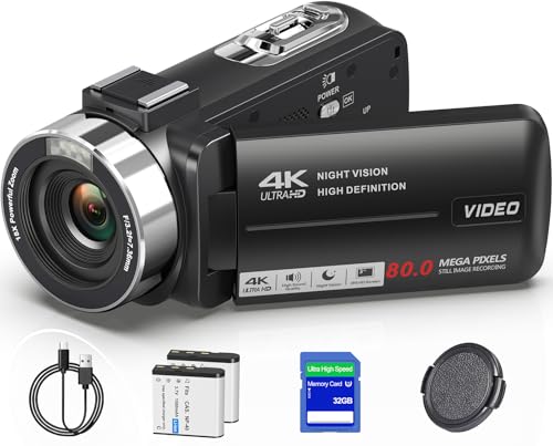 THPACIP Camcorder Video Camera 4K Ultra 80MP Vlogging Camera for YouTube 18X Digital Zoom Camcorder Recorder 3.0