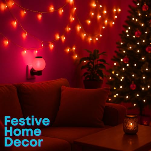 Image of Hi-Plasst Red LED Night Light with Plug - Compact 0 Watt Bulb Lamp for Bedroom, Study & Wall Placement - Set of 15