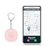 SOS Personal Alarm by Phone Call SMS Email via BBguarder App with GPS Track and Voice Recording Self Defense Safe Sound Keychain for Women Girlfriend Wife Colleage Teens Pink