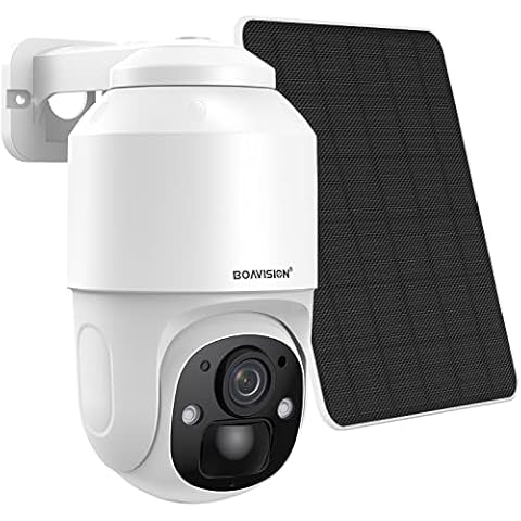 BOAVISION Security Camera Wireless WiFi Outdoor,Solar Powered Camera Pan Tilt 360° View PIR Human Detection Color Night Vision Wireless Surveillance IP Cameras for Home Security Cover