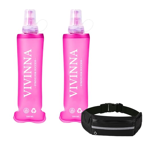 Vivinna Botella de Hidratación Running 250 ml - Botella Flexible, Sin BPA, con Tubo y Boquilla de Mordida para Correr, Trail Running, Ciclismo y Senderismo - Fácil de Llevar y Llenar (Rosa)