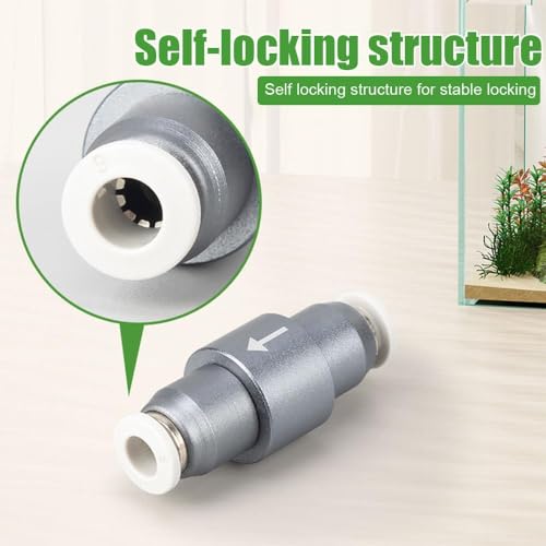 Image of CO2 Diffuser, CO2 Diffuser for Planted Aquarium, One Way Non-Return, Self Locking, 0.3 Bar Push Pressure for OD 6mm Air Pipes, Quick Connect Inline Valve for Fish Tank CO2 System