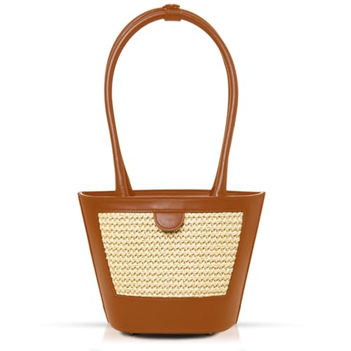 Bolso Tote para mujer, tejido a mano, color caqui miniatura 1