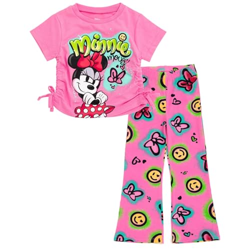 Image of Disney Minnie Mouse Girls Boxy T-Shirt and Flare Pants Outfit Set Toddler to Big Kid Sizes (2T - 14-16)