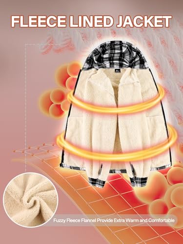 Mens Flannel Hoodies Fleece Full Zip Shirt Jacket Plaid Fall Winter Coat with Hood2