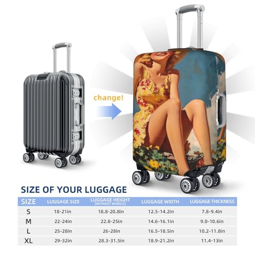 Vintage Cowgirl Illustration Elastic Travel Luggage Covers Dustproof Scratch-Resistant Suitcase Protector Fit 22-24 Inch4