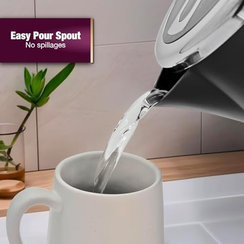 Andrew James Fast Boil Electric Kettle, Large 1.7L Capacity, Cordless Quiet Kettle with Reusable Filter, Quick Boil, Modern, Stylish, Practical, Lumiglo 3000W (Black) - Image 4