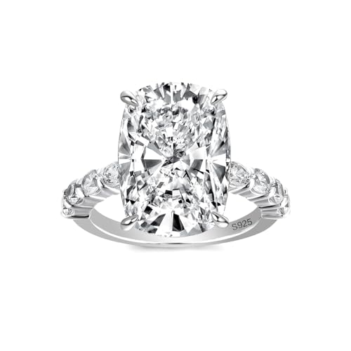9.0ct Crushed Ice Elongated Cushion Cut Engagement Ring for Women,925 Sterling Silver Simulated Diamond Promise Ring for Wedding,Daily,Travel,Party
