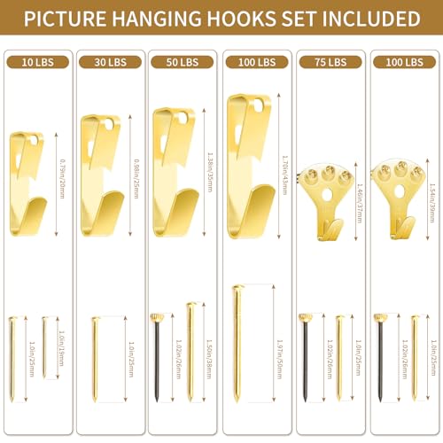 Image of Picture Hanging Assortment Kit, 330PCS Picture Hanging Kit, Picture Hangers, Picture Hanging Hooks, with Sawtooth, Screw Eyes, D Rings, Nails, Screws, Steel Wire,10-100lb Frame Hanging Hardware