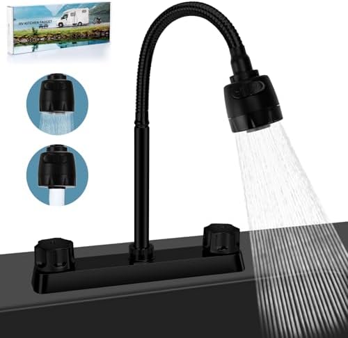 8 inches Apart RV Sink Faucet, Black Campers Kitchen Faucet — view 7
