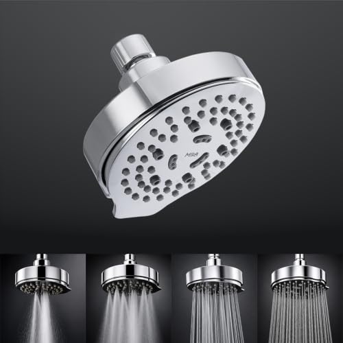Image of Mila Cliq Multi-Function Overhead Shower Head | 4-Function Rain Massage Mist Mixed Spray | Chrome Finish Round Showerhead for Wall Mount |Durable ABS Body, Wide Coverage, Easy Install|Bathroom Fitting