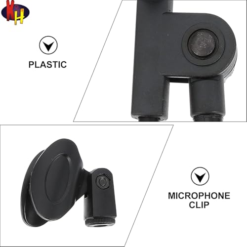 Image of kh Desktop Microphone Stand - Adjustable Table Mic Stand with Mic Clip & Weighted Base for Podcast, Studio, Recording, Broadcast Black