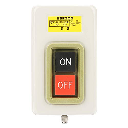 Interruptor de Botón Pulsador BS230B Interruptor de Encendido Con Botón Pulsador 3 Fases Encendido/Apagado Simple Inicio Parada Autoblocante Estación de Control de Equipos Mecánicos
