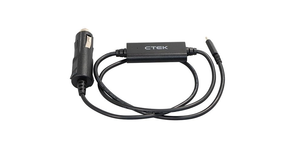 CTEK USB-C CHARGE CABLE 12V PLUG Cavo USB-C Con Adattatore 12V Per Ricaricare La Batteria Interna Del Tuo CS Free Tramite La Presa Ausiliaria 12 V Del Veicolo