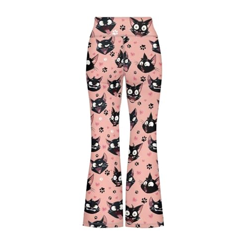 Image of Girls Leggings Floral Print High-Waisted Flared Pants 5-14 Years
