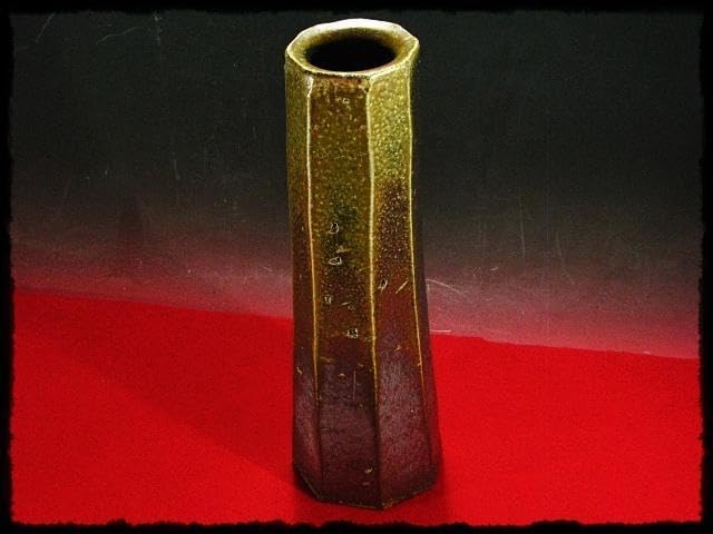 備前 大型高約43cm 面取 花瓶 井上武 太閤窯 黄ゴマ 花入