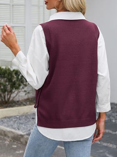 Image of ANRABESS Womens Sweater Vest Summer Sleeveless Crewneck Ribbed Knit Side Button Loose Pullover Tank Tops 2026 Fall Outfits