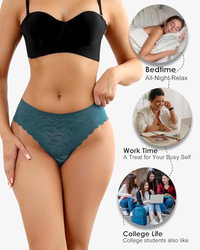LEVAO Women's Lace Bikini Panties - High-Cut Cheeky Seamless Underwear, Breathable Comfort for Everyday Wear, Low Rise & No Show S-XXL — view 4