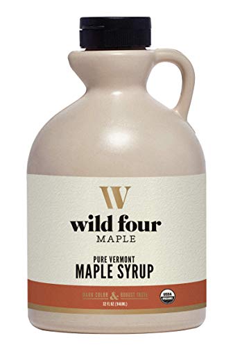 WildFour Organic Maple Syrup, 100% Pure, Gluten Free, Vegan Maple Syrup with No Artificial Flavors, Grade A, Dark Color, Robust Taste - 1 Quart (32oz.)