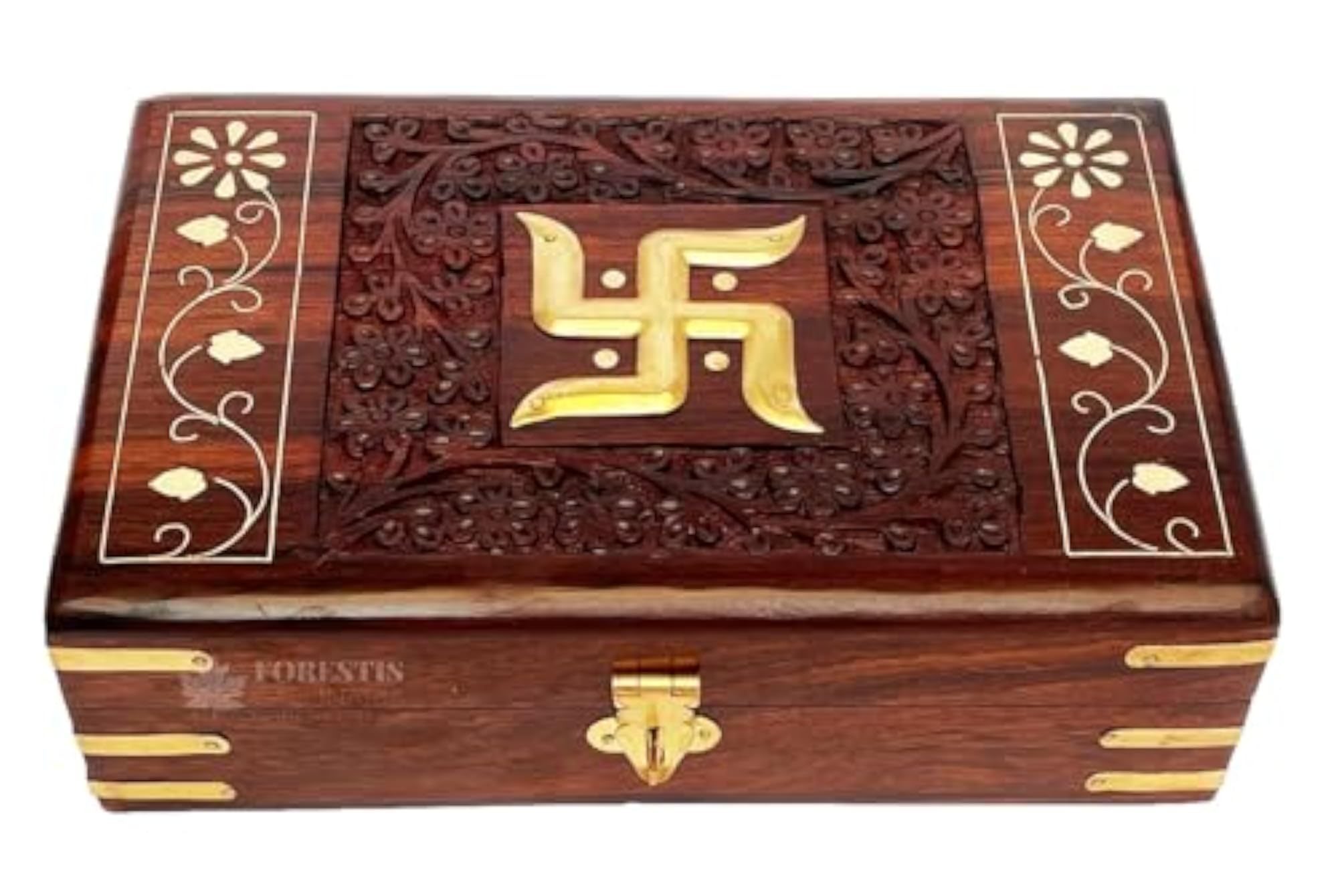 Brass-Filled Wooden OM Box for Good Luck