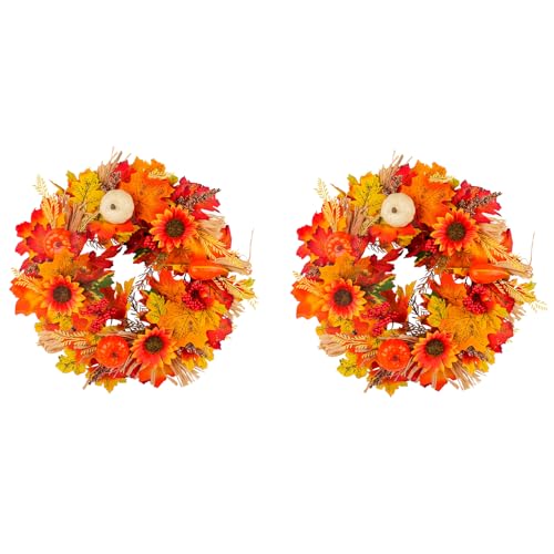 Citrouille et fleurs artificielles de qualité supérieure pour porte - 2