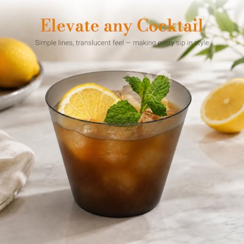 WANNADAY 100 Pcs 9 oz Black Plastic Cups, Disposable Cocktail Cups by WANNADAY - Image 3