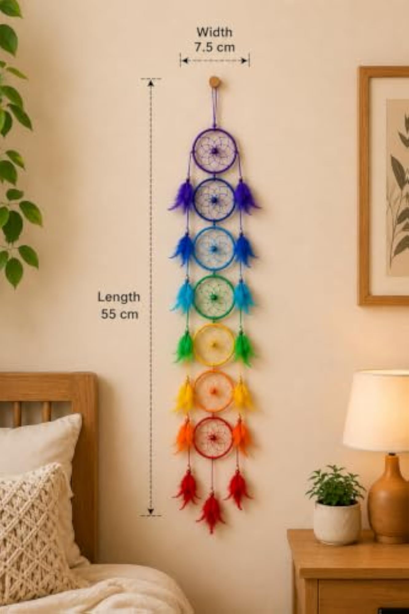 7 Chakra Dream Catcher Wall Hanging with Feathers