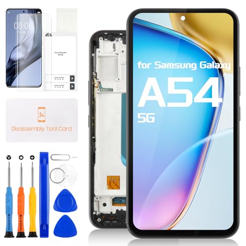 Écran pour Samsung A54 5G avec châssis noir et kit de réparation complet