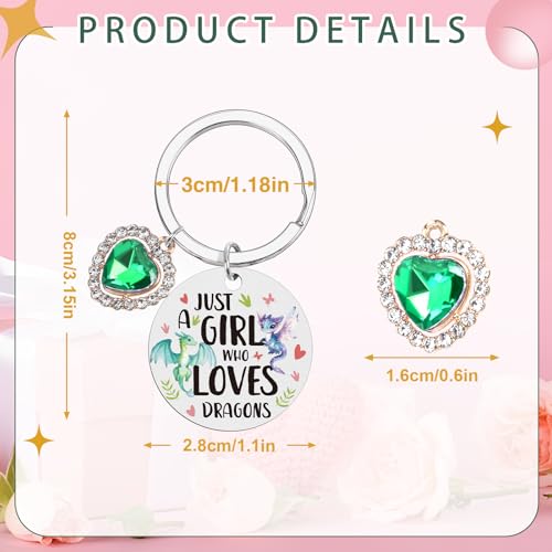 Dragon Lovers Keychain Gifts - Just a Girl Who Love Dragons Keychain, Cool Dragon Party Fafvors for Girls, Birthday Christmas Gifts for Daughter Sisters Girlfriends2