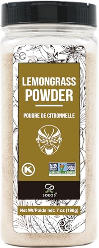 Soeos Lemongrass Powder 7 ounce (198g), Lemongrass Herb, Lemongrass Powder Bulk, Freshly Ground Dried Lemongrass, Natural, Non-GMO Verified, Kosher, Flavorful Herb for Tea