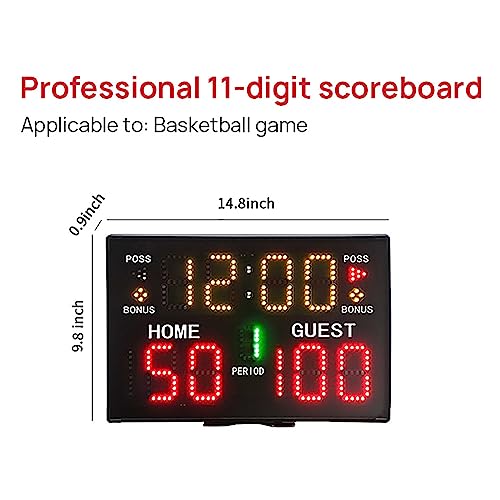 Marcador digital para baloncesto, reloj marcador profesional de pared con control remoto, zumbido y cinco niveles ajustables de brillo, para tenis de mesa, voleibol, fútbol, tenis y más miniatura 5