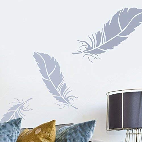 Ideal Stencils Pochoir en forme de plume pour décoration murale et loisirs créatifs Tailles diverses, XS/18cm/7" Cover