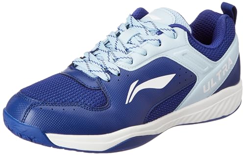 Image of Li-Ning Unisex-Adult Ultra Speed Non-Marking Badminton Shoe|Indoor Sports|Stability Heel, Prototypical Sole, Lightweight Shoe (Navy Blue /Light Blue,UK 4)