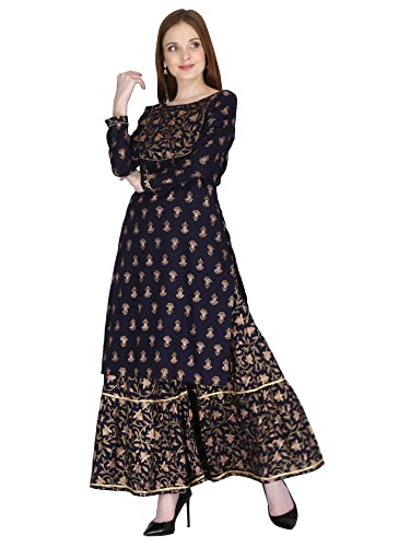 Image of Women's Rayon Straight Kurta Pant with Dupatta Set (Black)