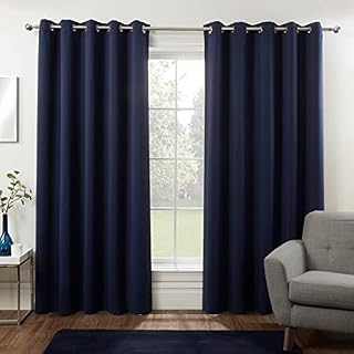 Sleepdown Ultra Soft Eyelet Blockout Curtains Thermal Insulated for Bedroom and Living Room 66 x 54 Inch Navy Blue 2 Panels