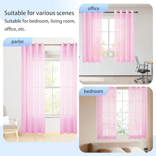 Voile transparent rose 125x245 pour bloquer les regards indiscrets - 3